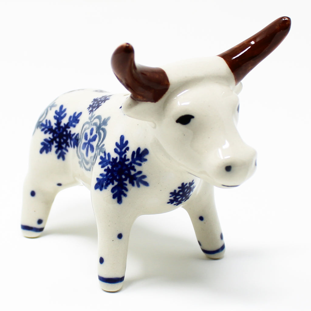 Bull-Ornament in Blue Winter