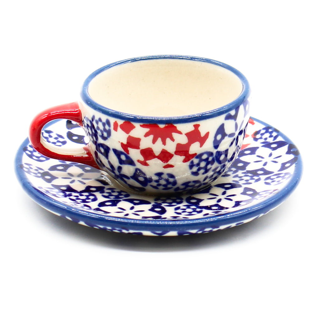 Teacup-Ornament in Red Snowflake