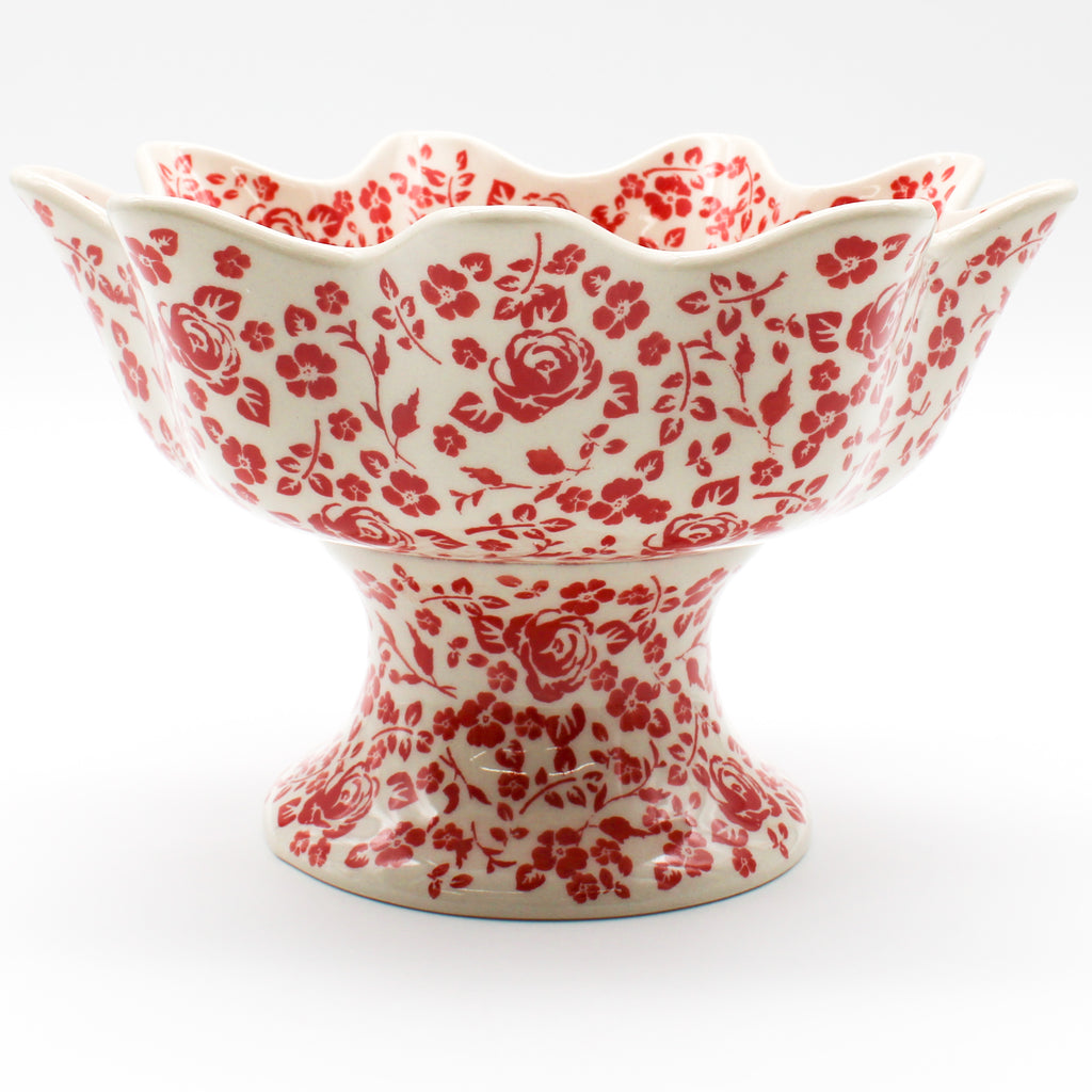 Pedestal Berry Bowl in Antique Red