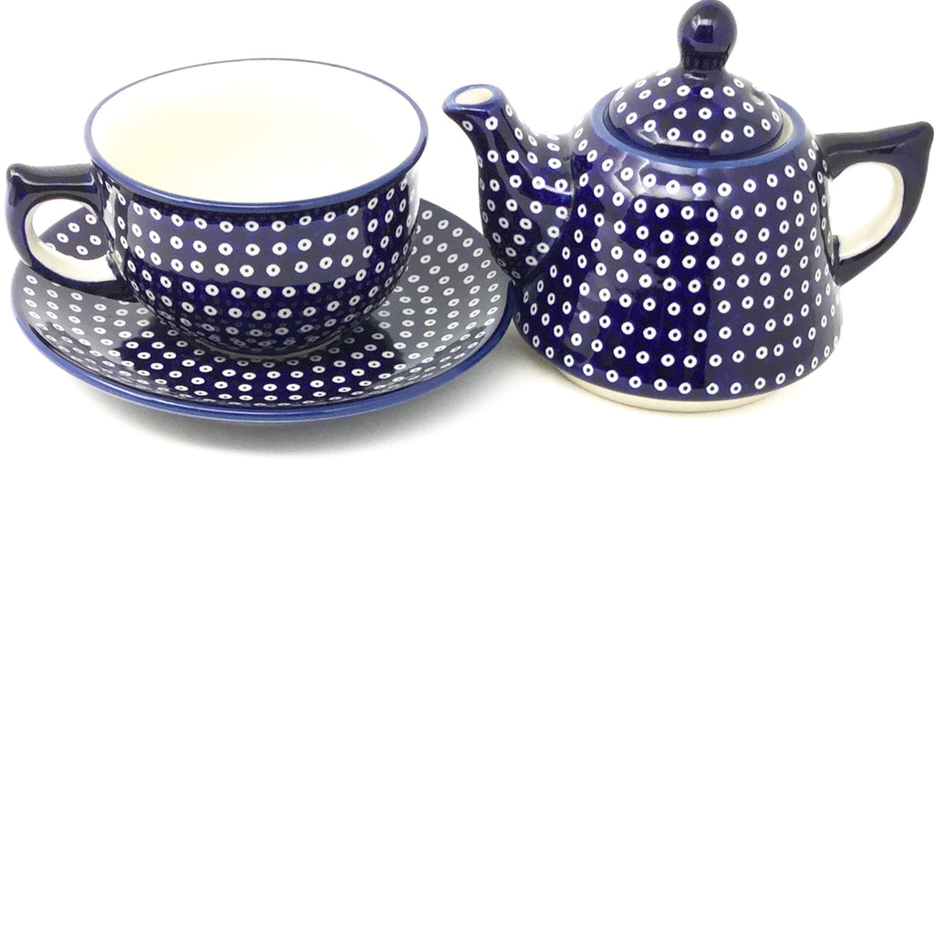 Teapot w/Cup & Saucer in Blue Elegance