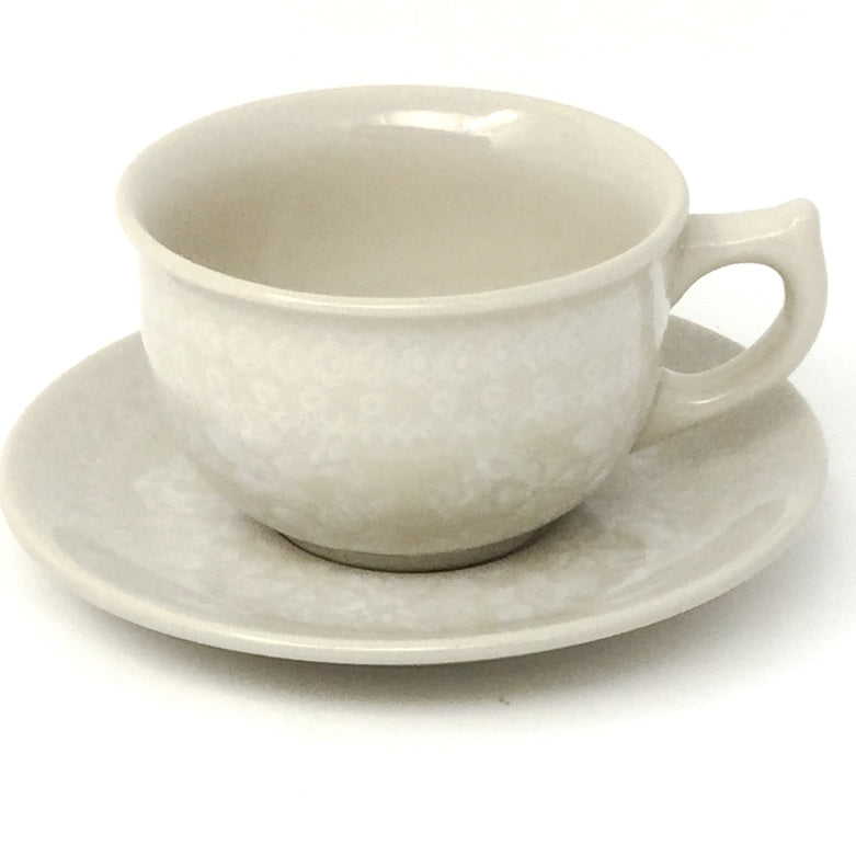 Tea Cup w/Saucer 8 oz in White on White