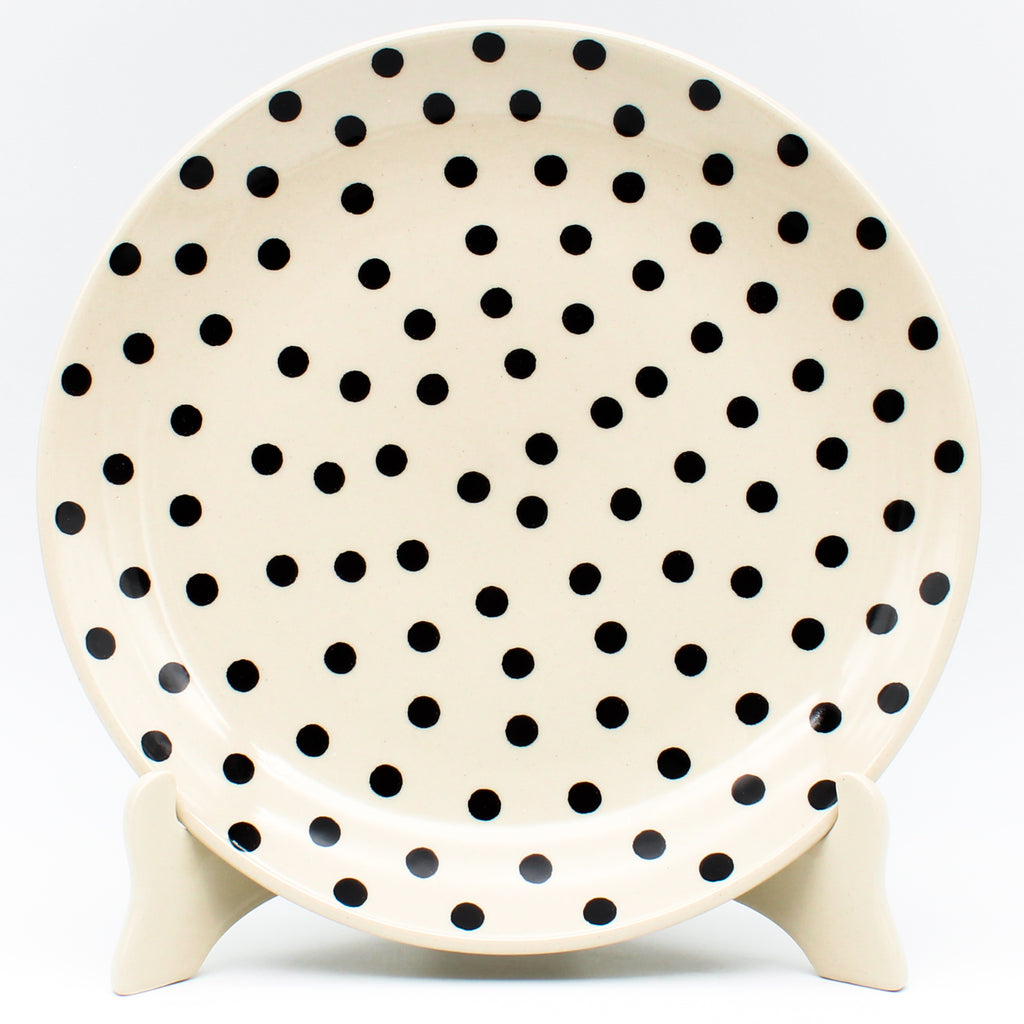 Dinner Plate 10" in Black Polka-Dot