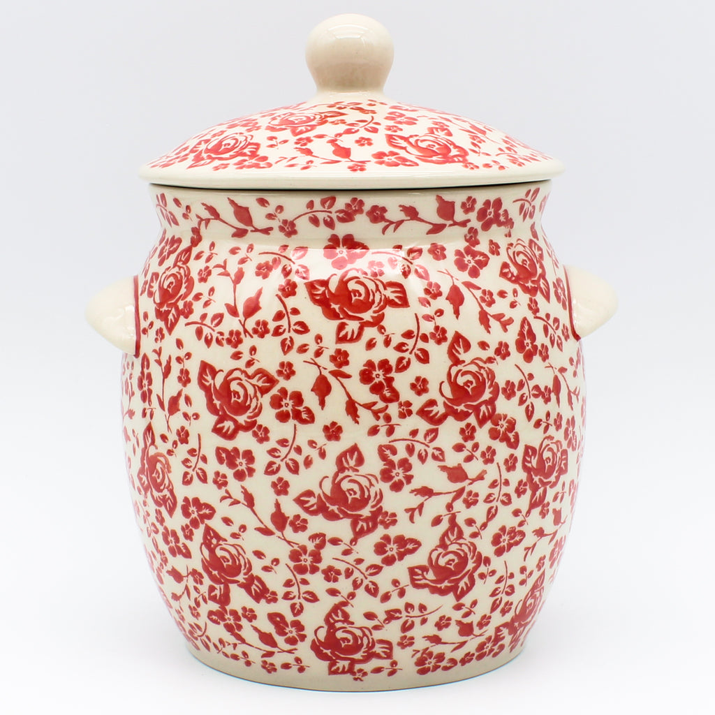 Md Canister w/Handles in Antique Red