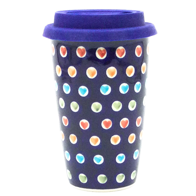 Travel Cup 14 oz in Multi-Colored Hearts