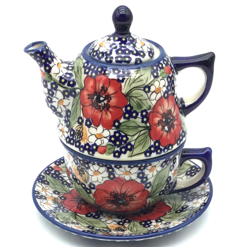 Teapot w/Cup & Saucer in Endless Garden