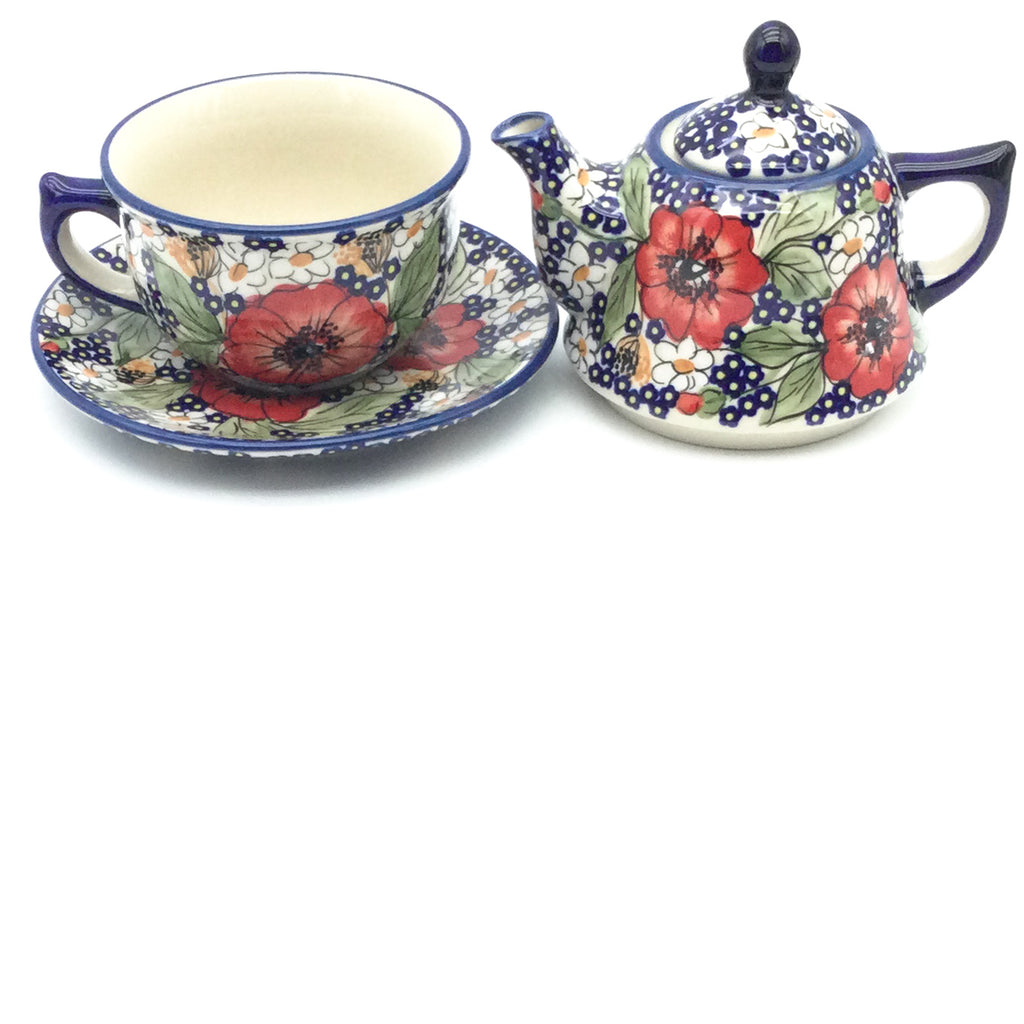 Teapot w/Cup & Saucer in Endless Garden