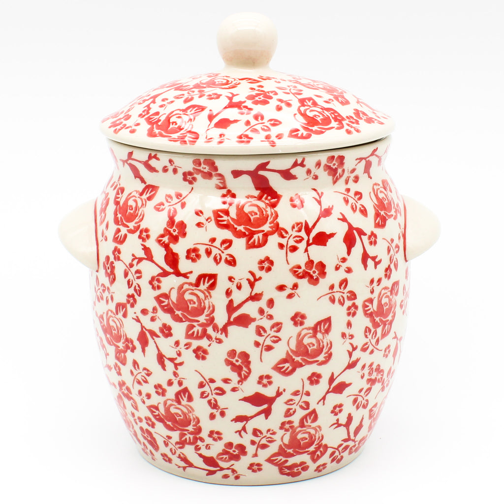 Sm Canister w/Handles in Antique Red