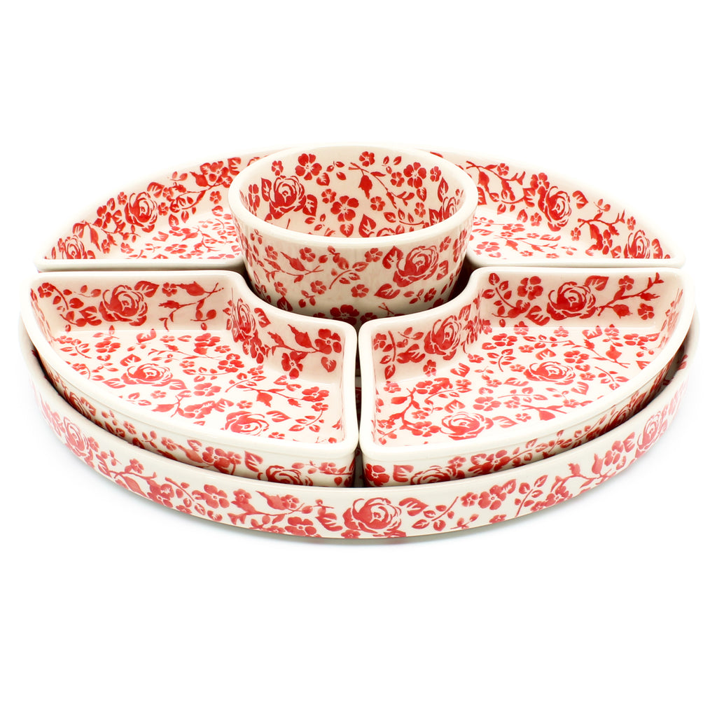 Party Platter w/Bowl in Antique Red
