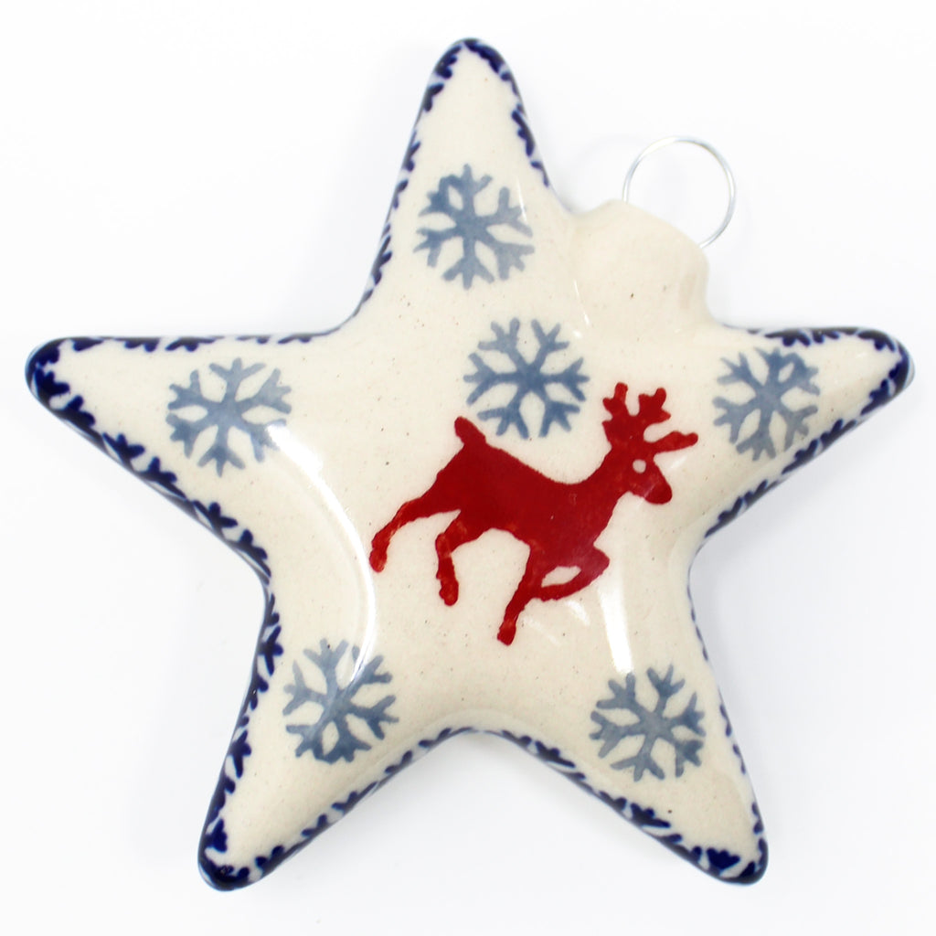 Round Star-Ornament in Winter Reindeer