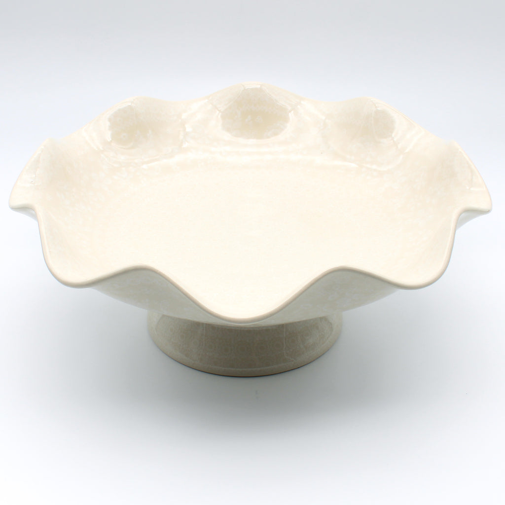 Fluted Pedestal Bowl in White on White