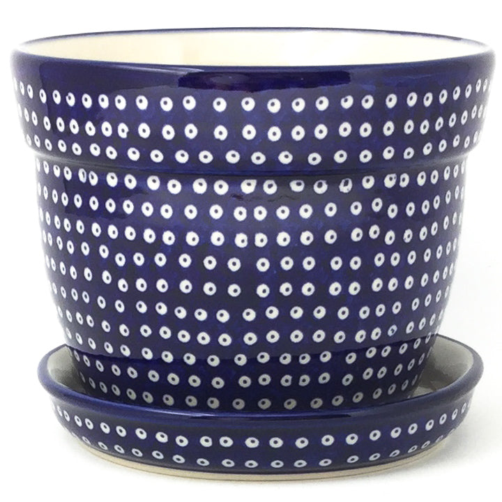 Lg Flower Pot w/Plate in Blue Elegance