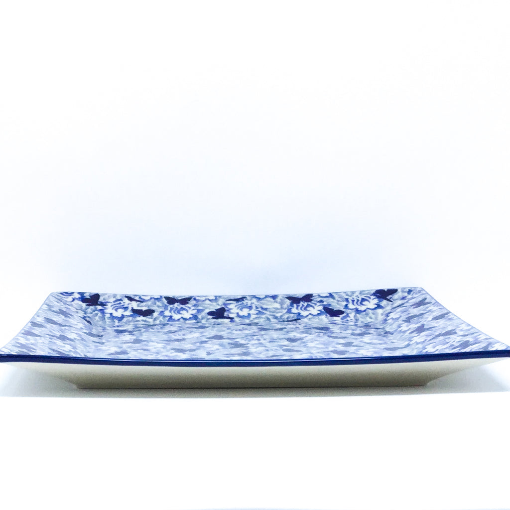 Square Platter in Blue Butterfly