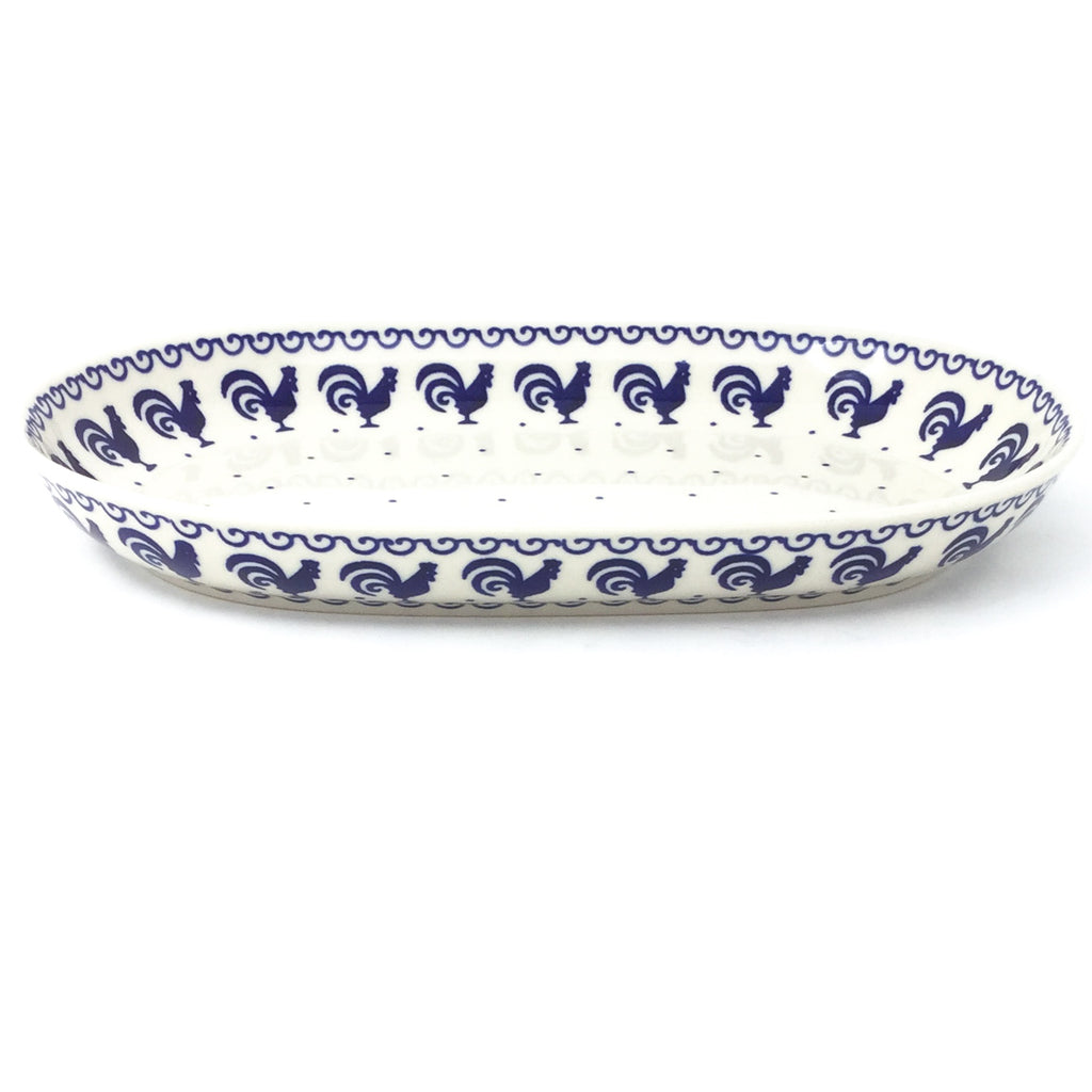 Sm Oval Platter in Blue Roosters