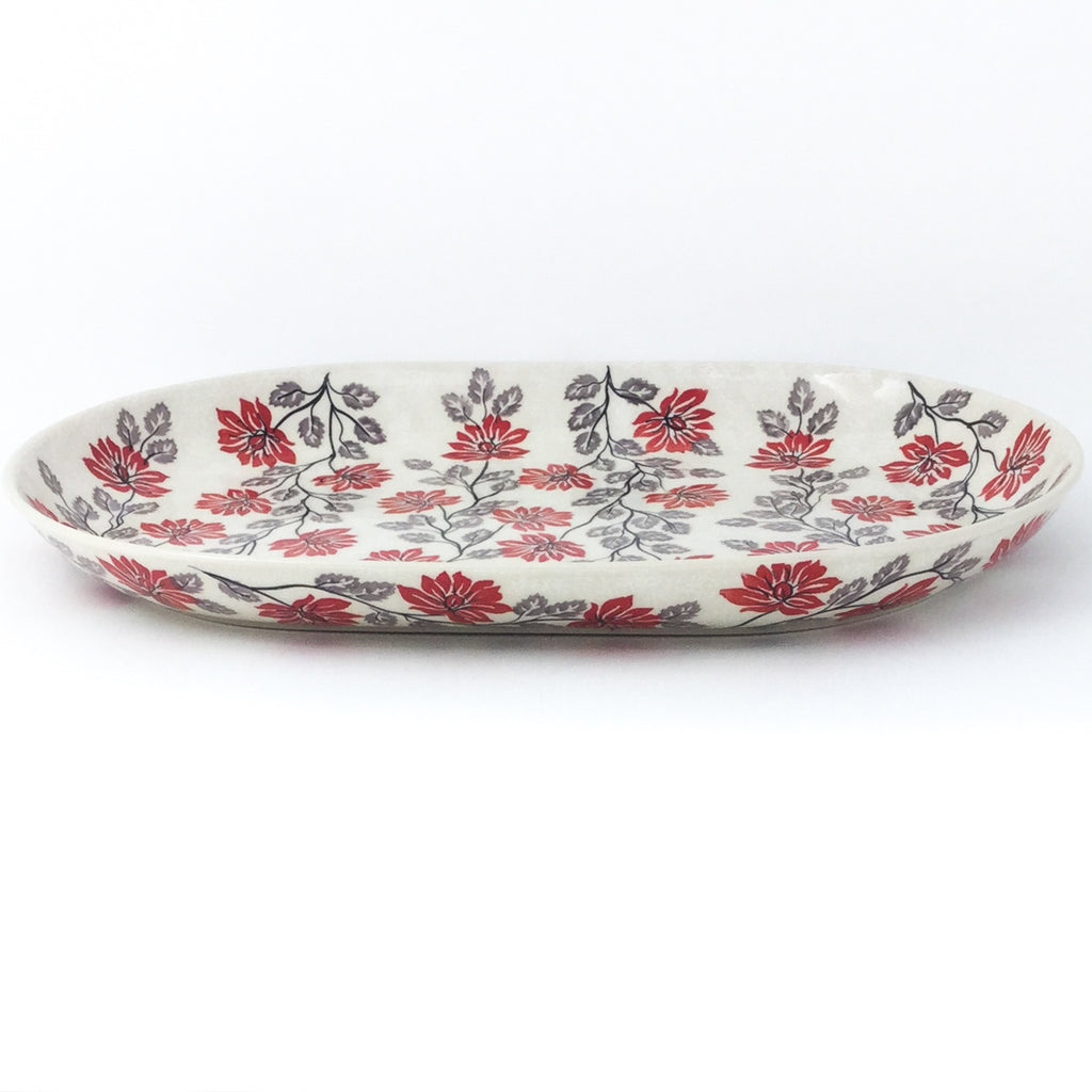 Lg Oval Platter in Red & Gray
