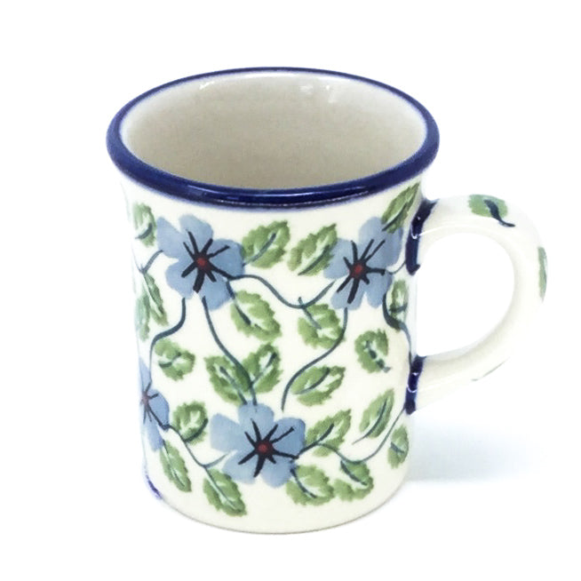 Polish Pottery Espresso Cup 4 oz in Blue Clematis Blue Clematis