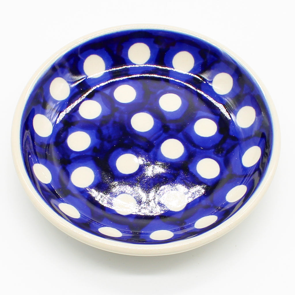 Teabag Plate in White Polka-Dot