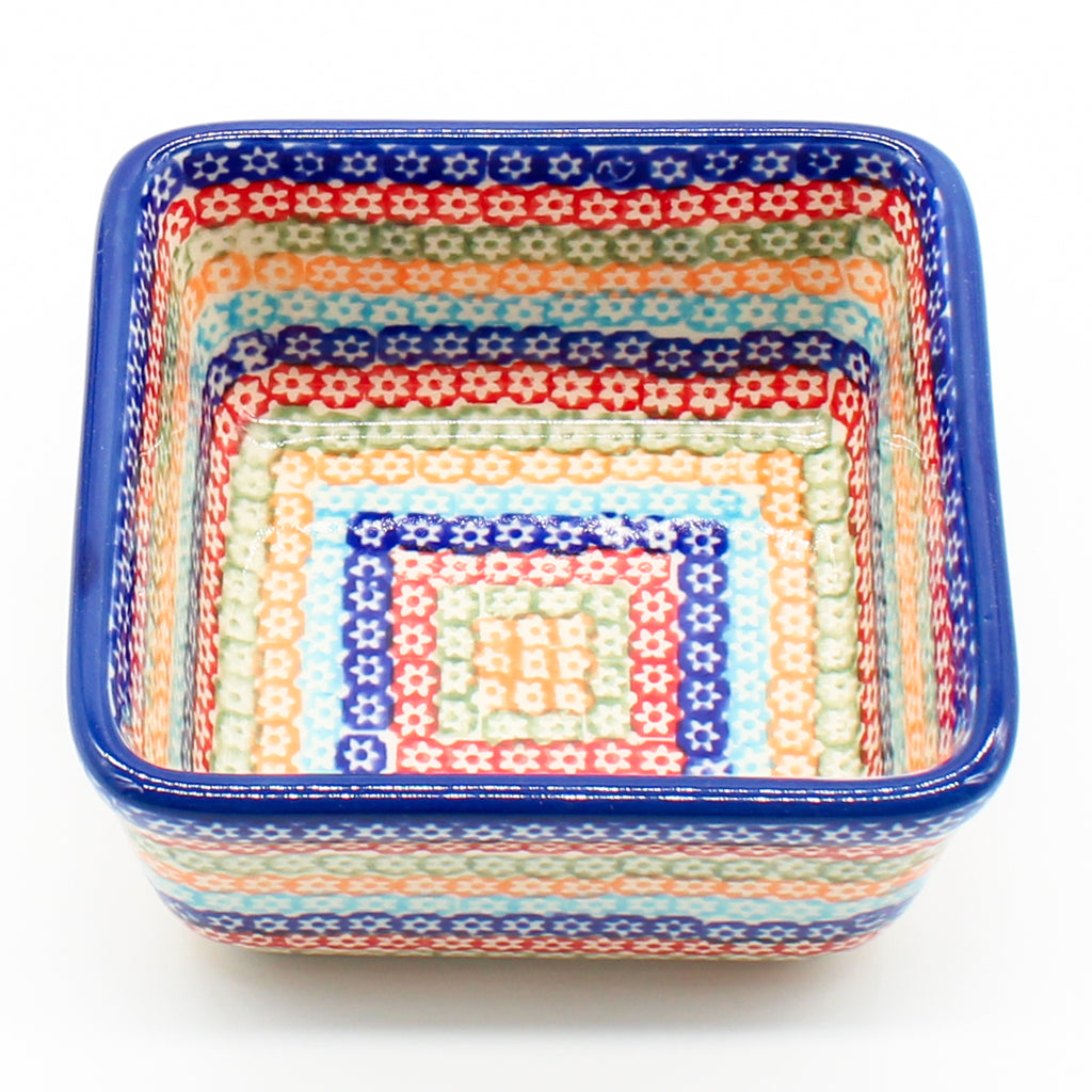 Tiny Sq. Bowl 8 oz in Multi-Colored Flowers