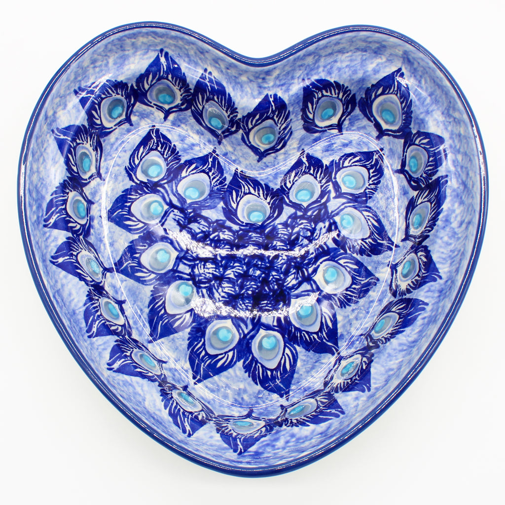 Lg Hanging Heart Dish in Peacock Glory