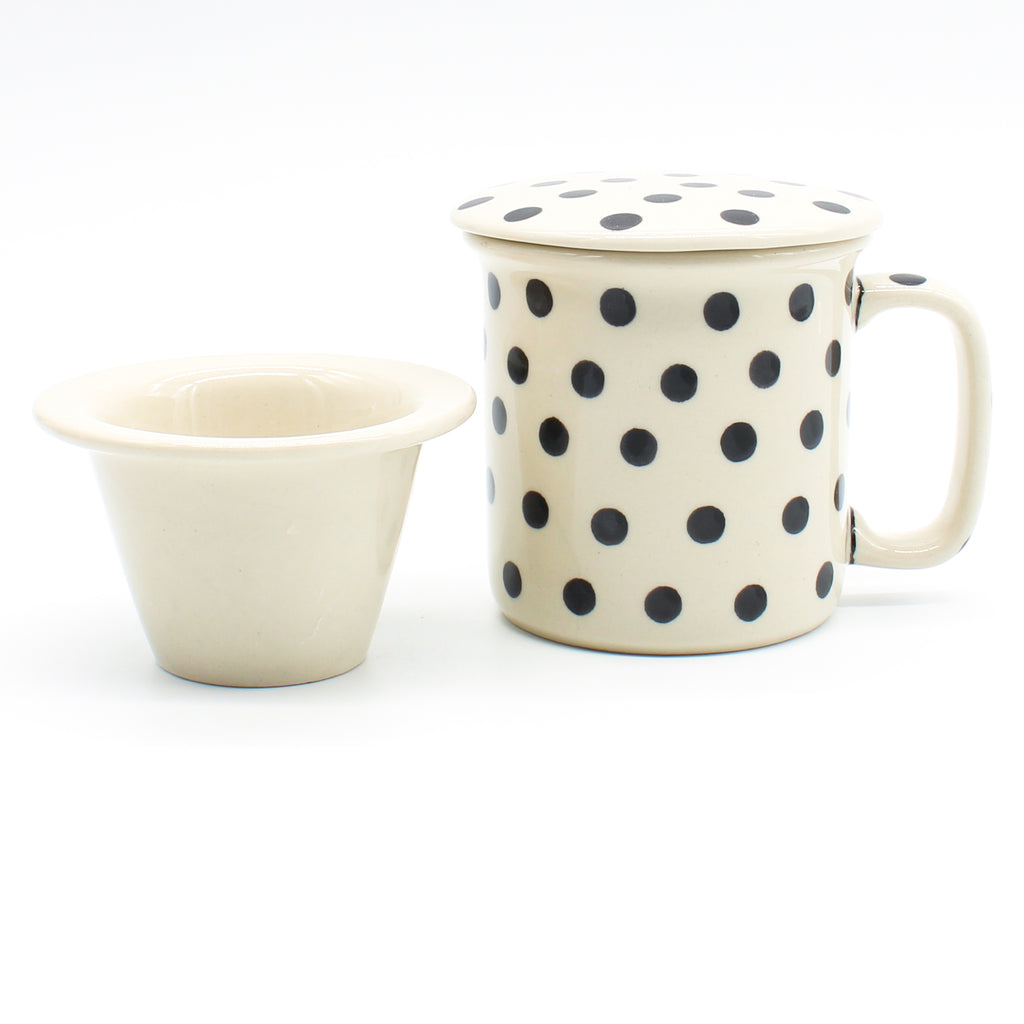 Straight Cup w/Infuser & Cover 12 oz in Black Polka-Dot