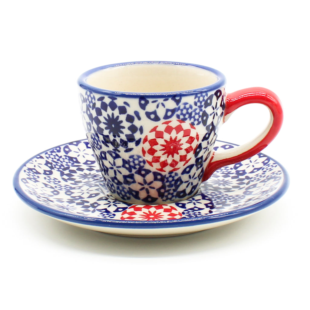 Espresso Cup w/Saucer 2 oz in Red Snowflake