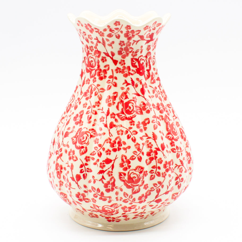 Scalloped Vase in Antique Red