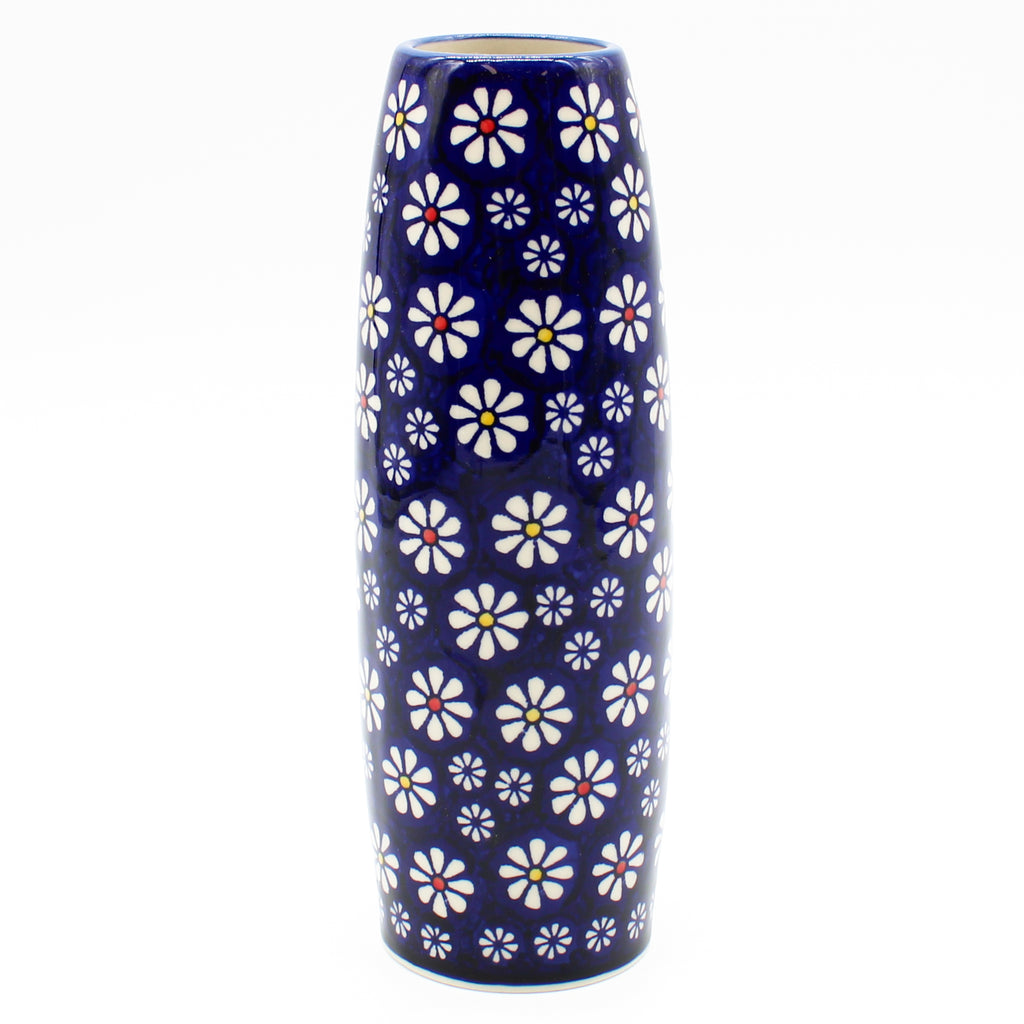 Simple Vase in Flowers on Blue