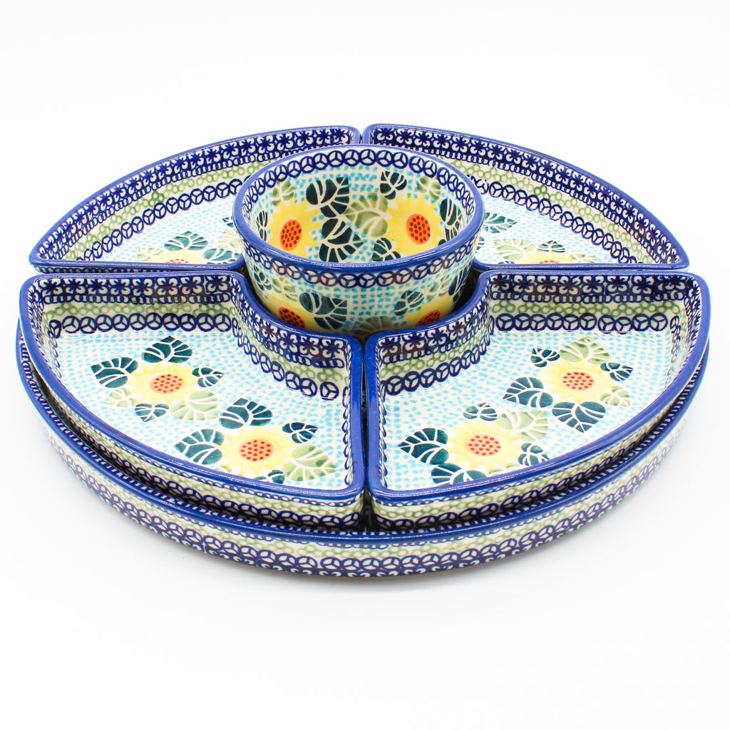 Party Platter w/Bowl in Ukrainian Sunflower