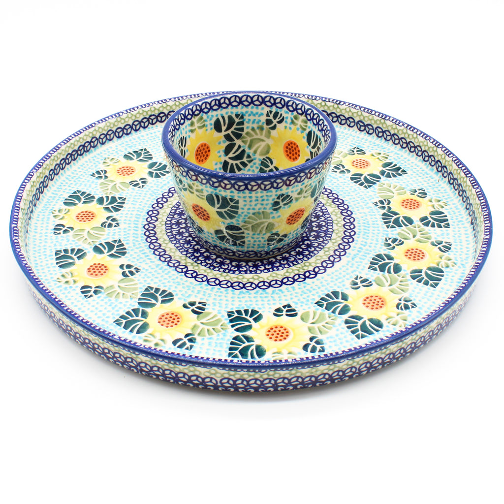 Party Platter w/Bowl in Ukrainian Sunflower