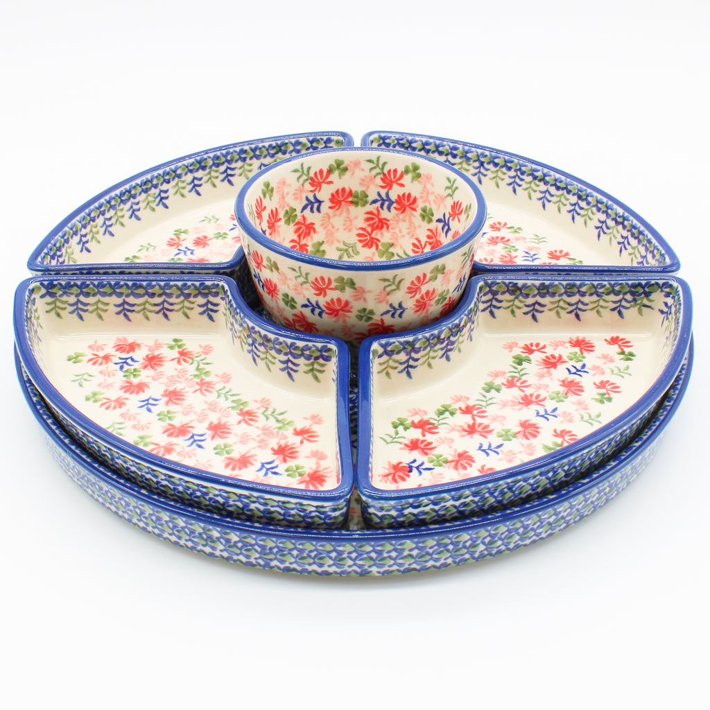 Party Platter w/Bowl in Coral Thistle