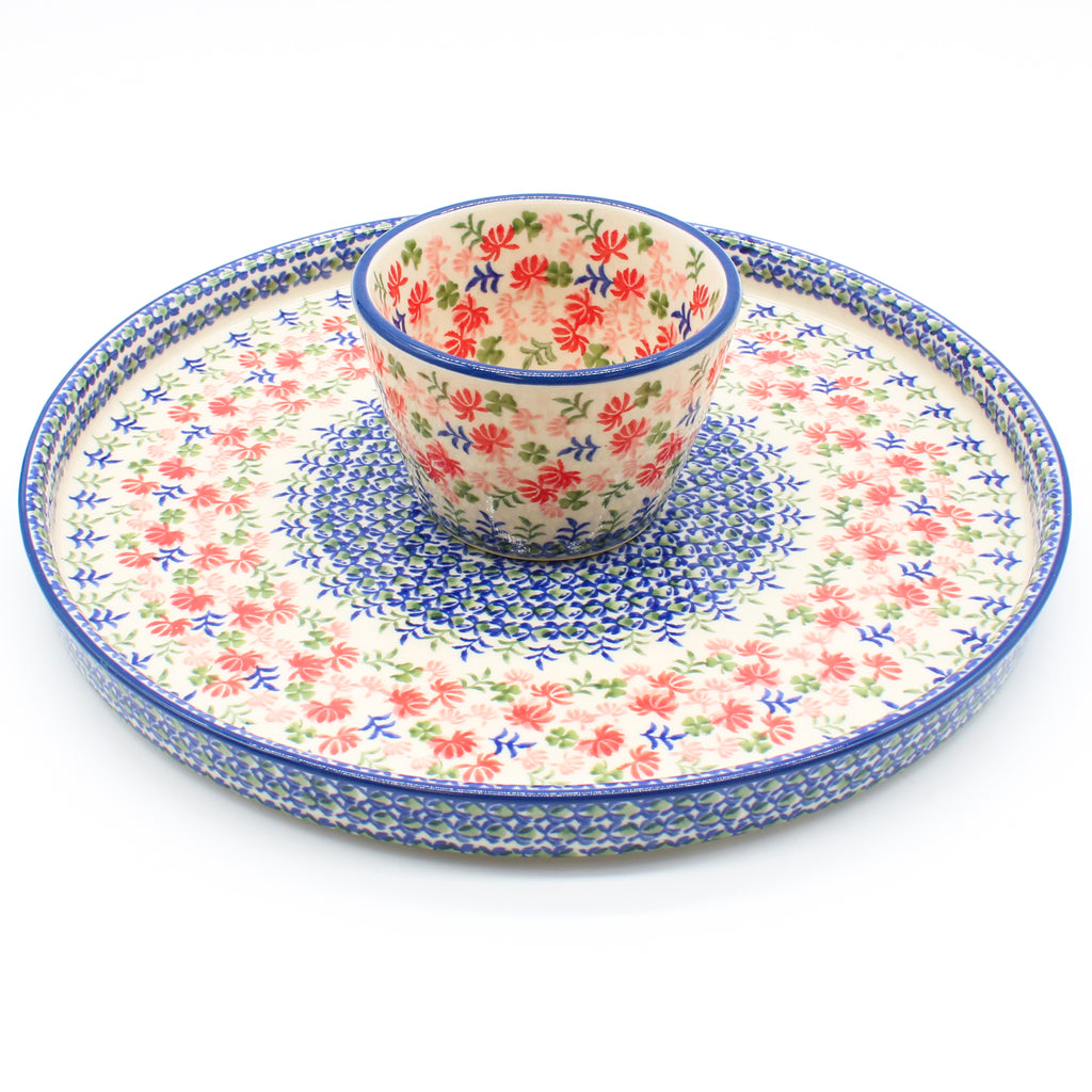 Party Platter w/Bowl in Coral Thistle