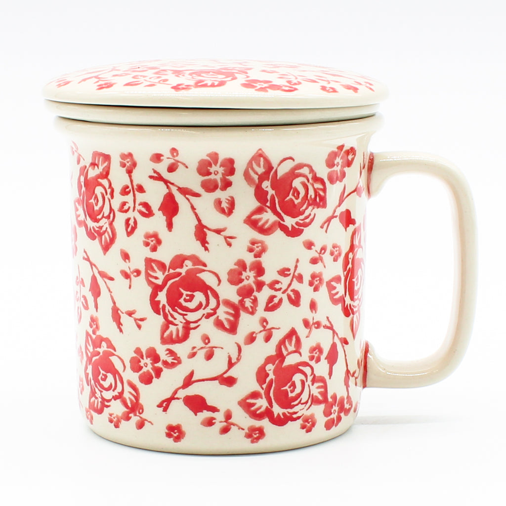 Straight Cup w/Infuser & Cover 12 oz in Antique Red