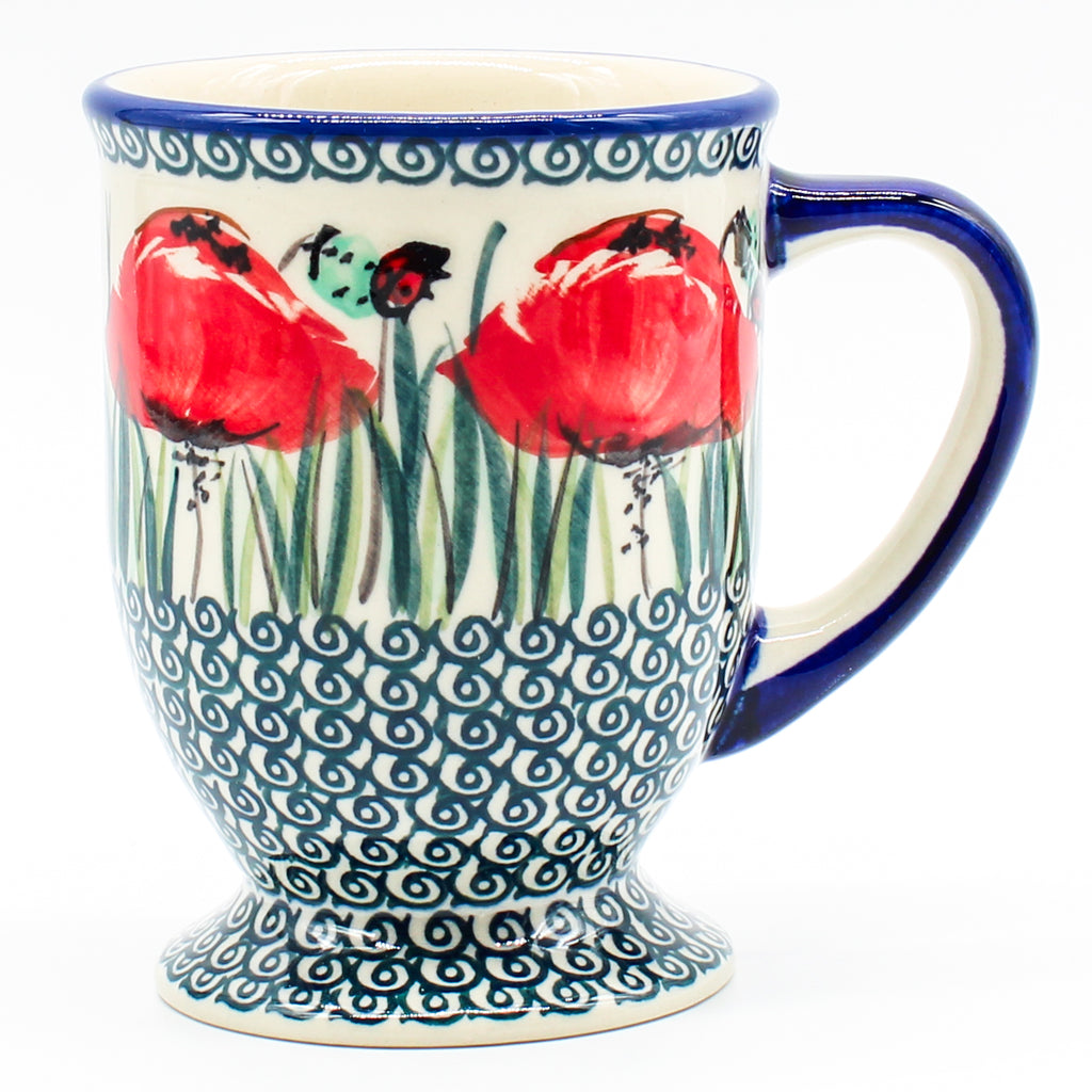 Pedestal Cup 12 oz in Polish Poppy