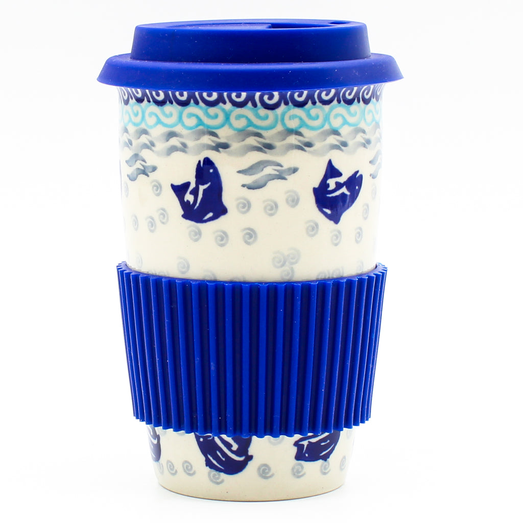 Travel Cup 14 oz in Blue Fish