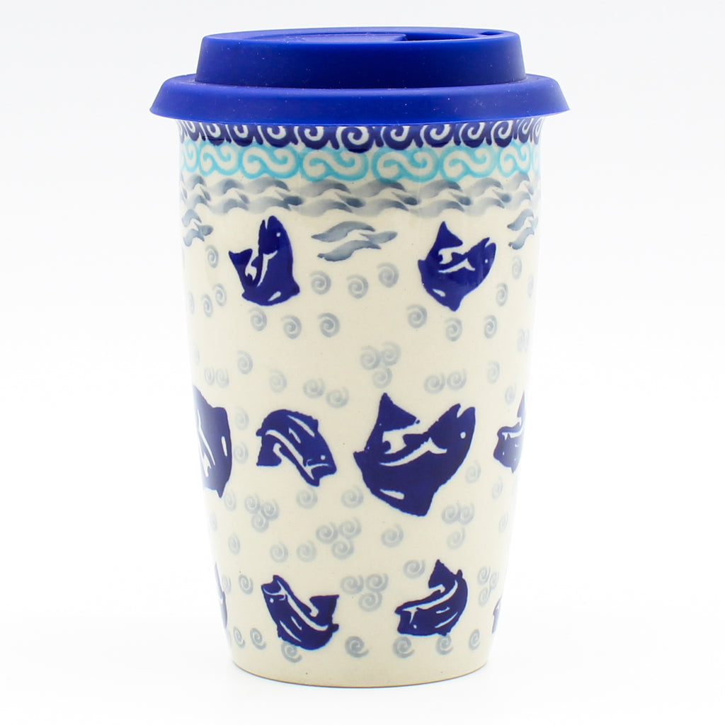 Travel Cup 14 oz in Blue Fish