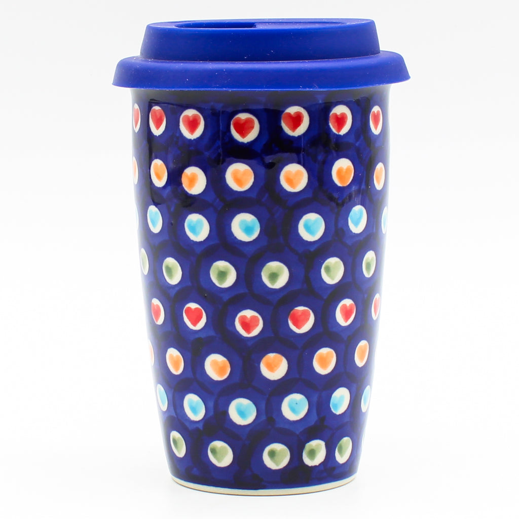 Travel Cup 14 oz in Multi-Colored Hearts