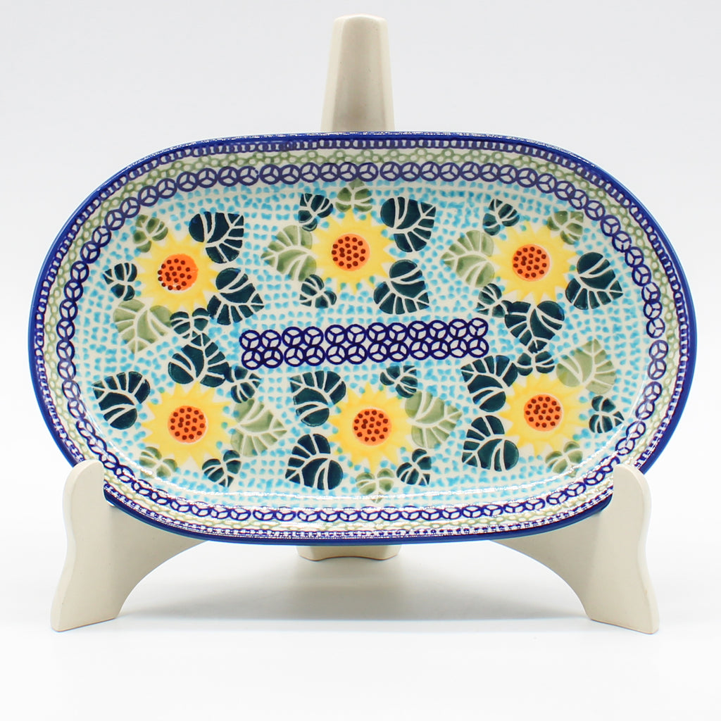 Tiny Oval Platter in Ukrainian Sunflower