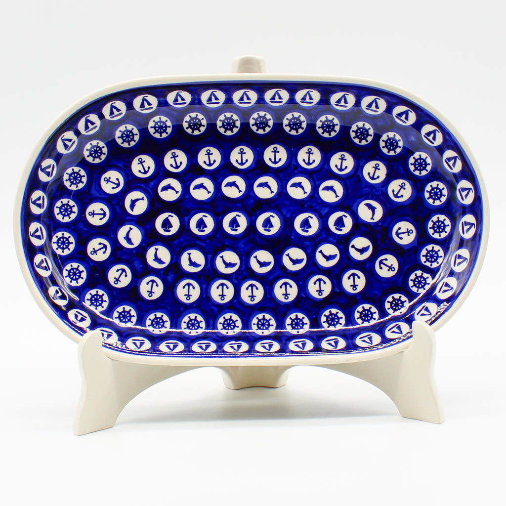 Sm Oval Platter in Nautical Blue