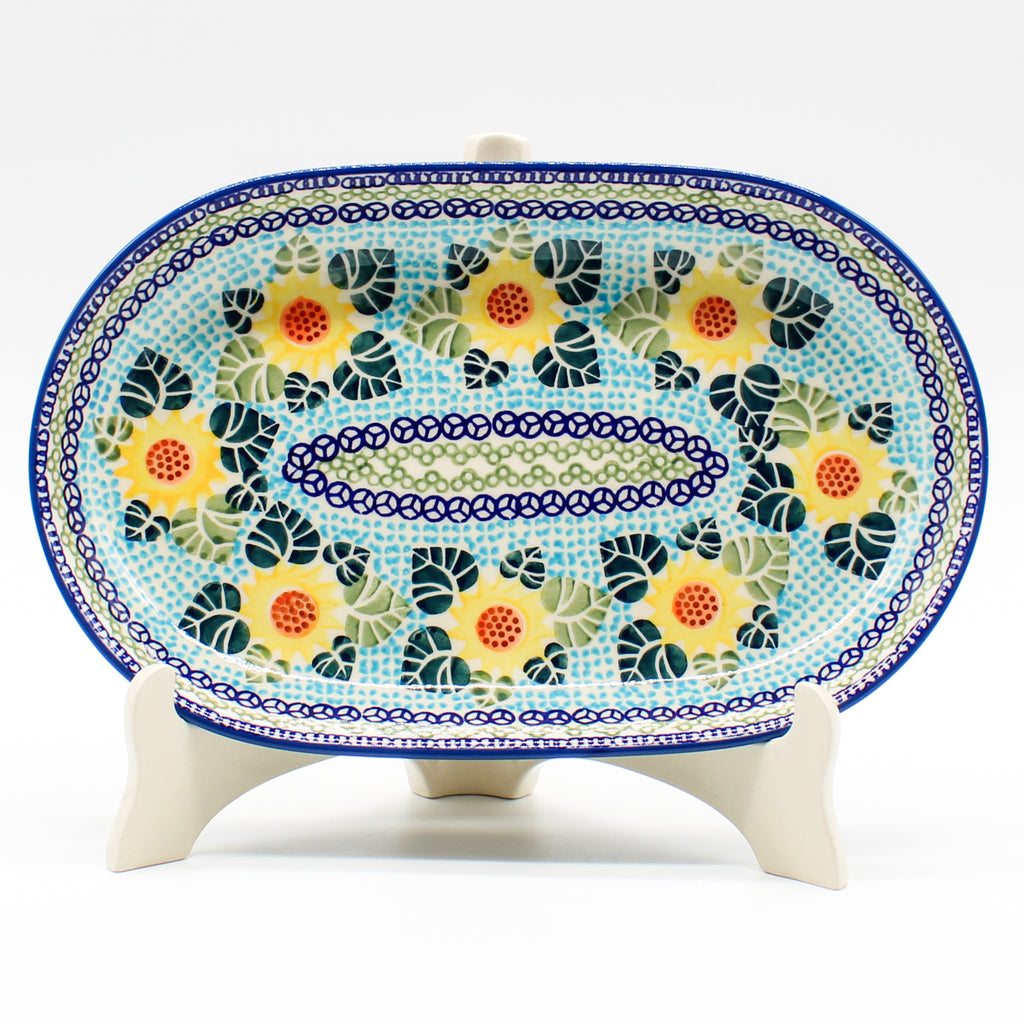 Sm Oval Platter in Ukrainian Sunflower