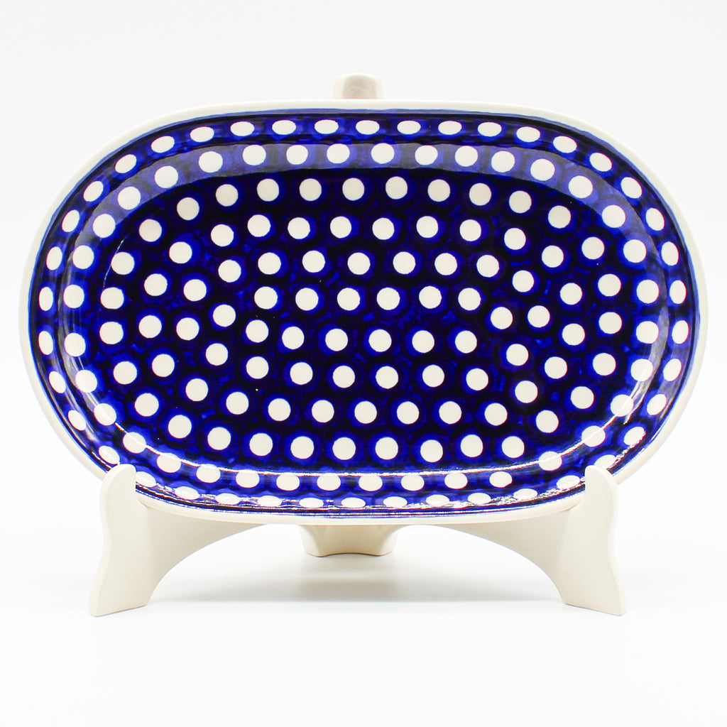 Sm Oval Platter in White Polka-Dot