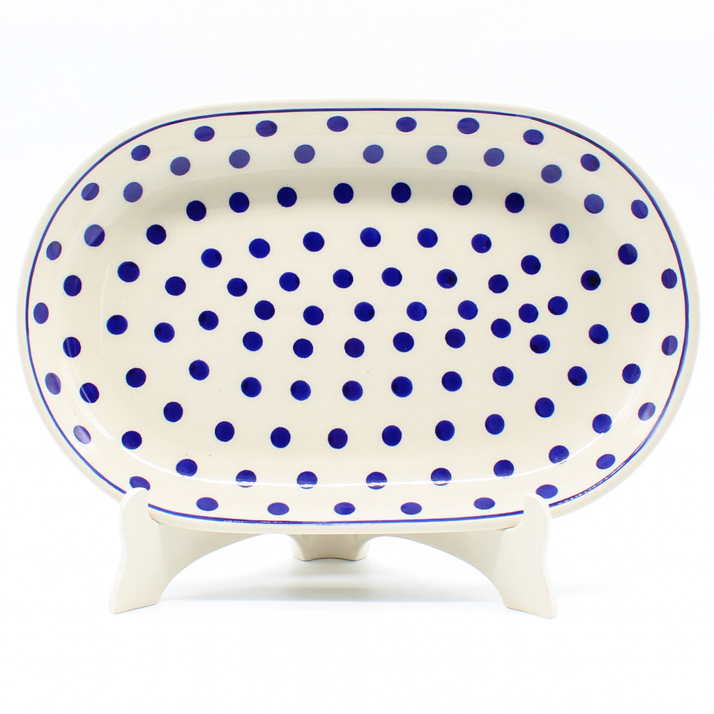 Md Oval Platter in Blue Polka-Dot