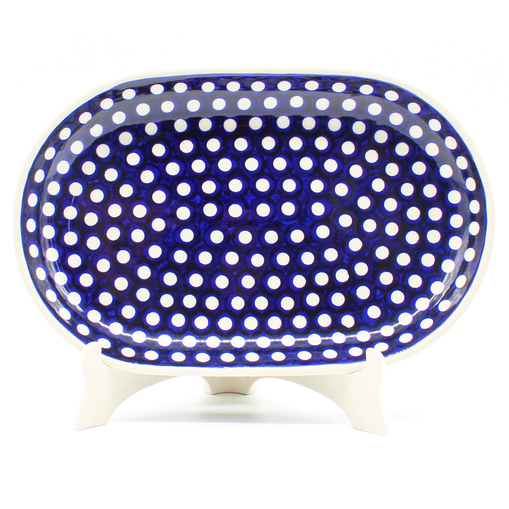 Md Oval Platter in White Polka-Dot