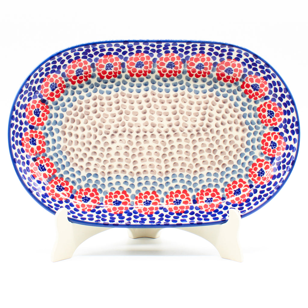 Md Oval Platter in Red Zinnia