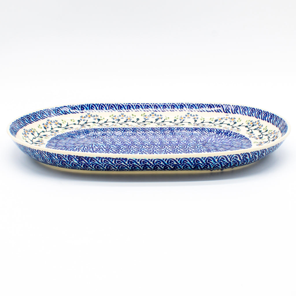 Lg Oval Platter in Blue Meadow