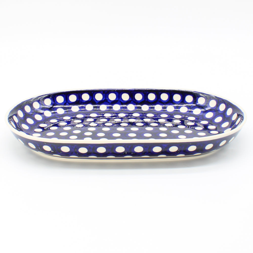 Sm Oval Platter in White Polka-Dot