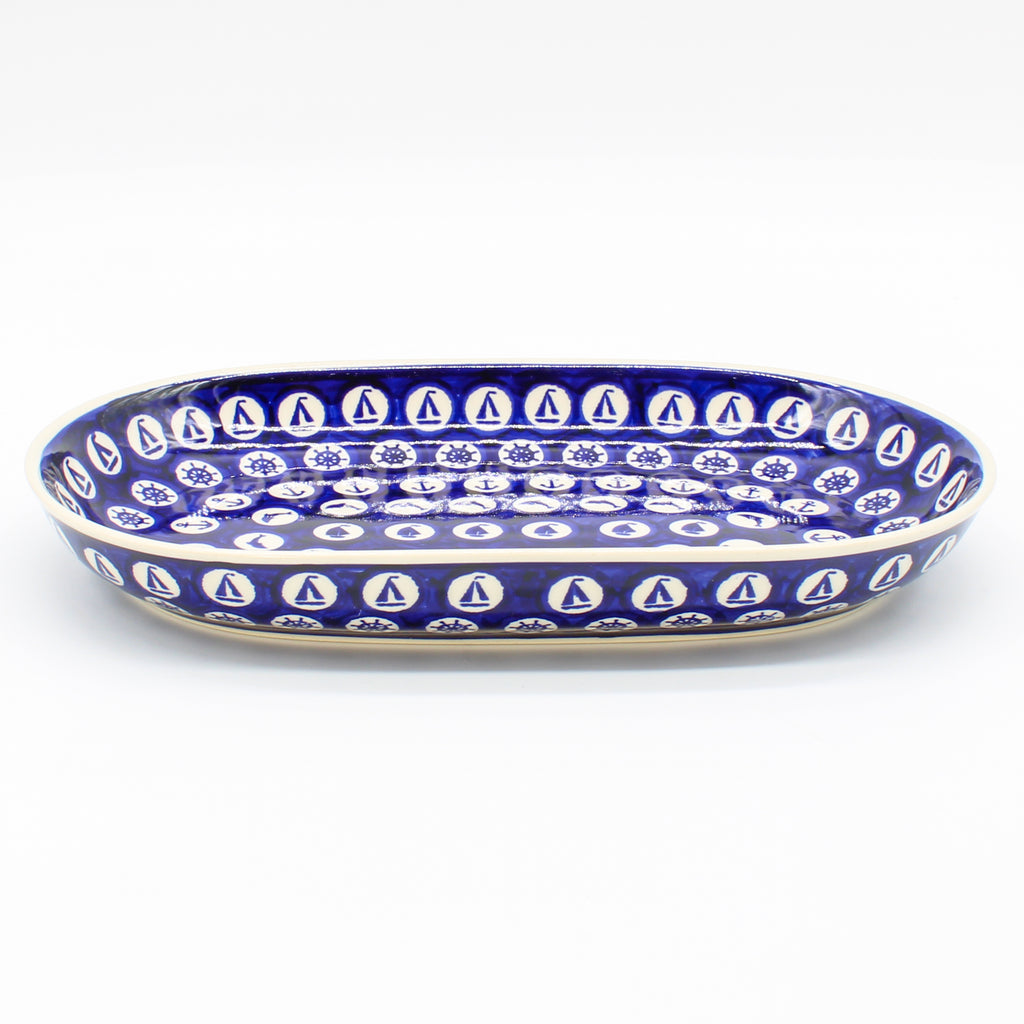 Sm Oval Platter in Nautical Blue