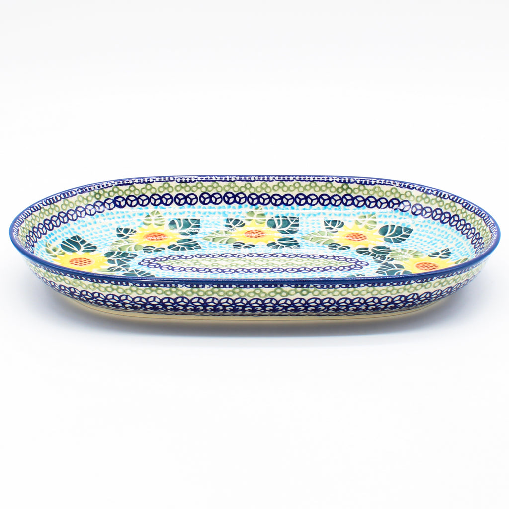 Sm Oval Platter in Ukrainian Sunflower