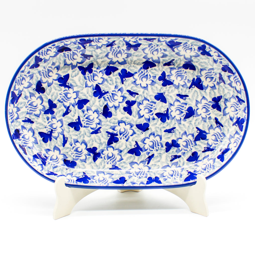 Md Oval Platter in Blue Butterfly