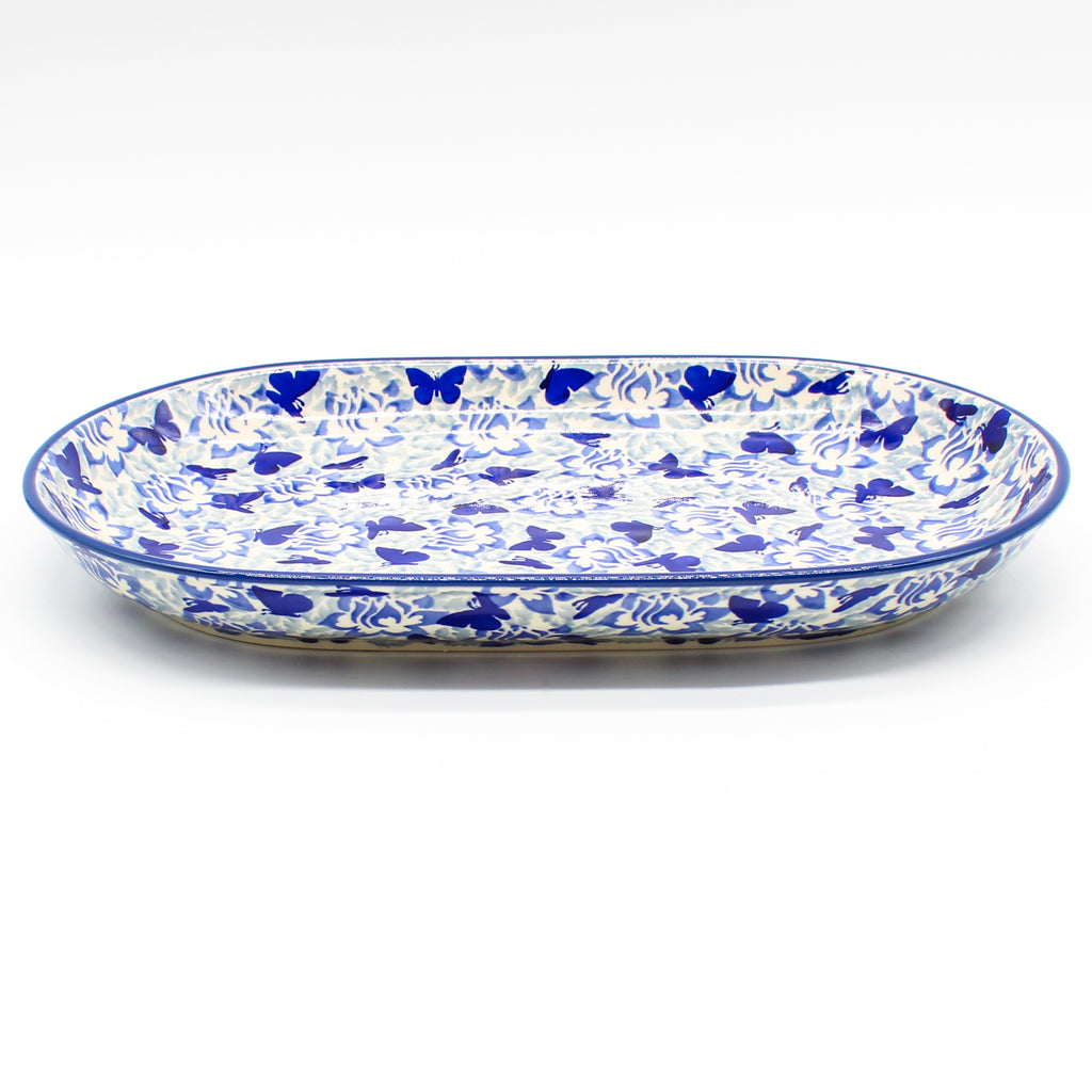 Md Oval Platter in Blue Butterfly