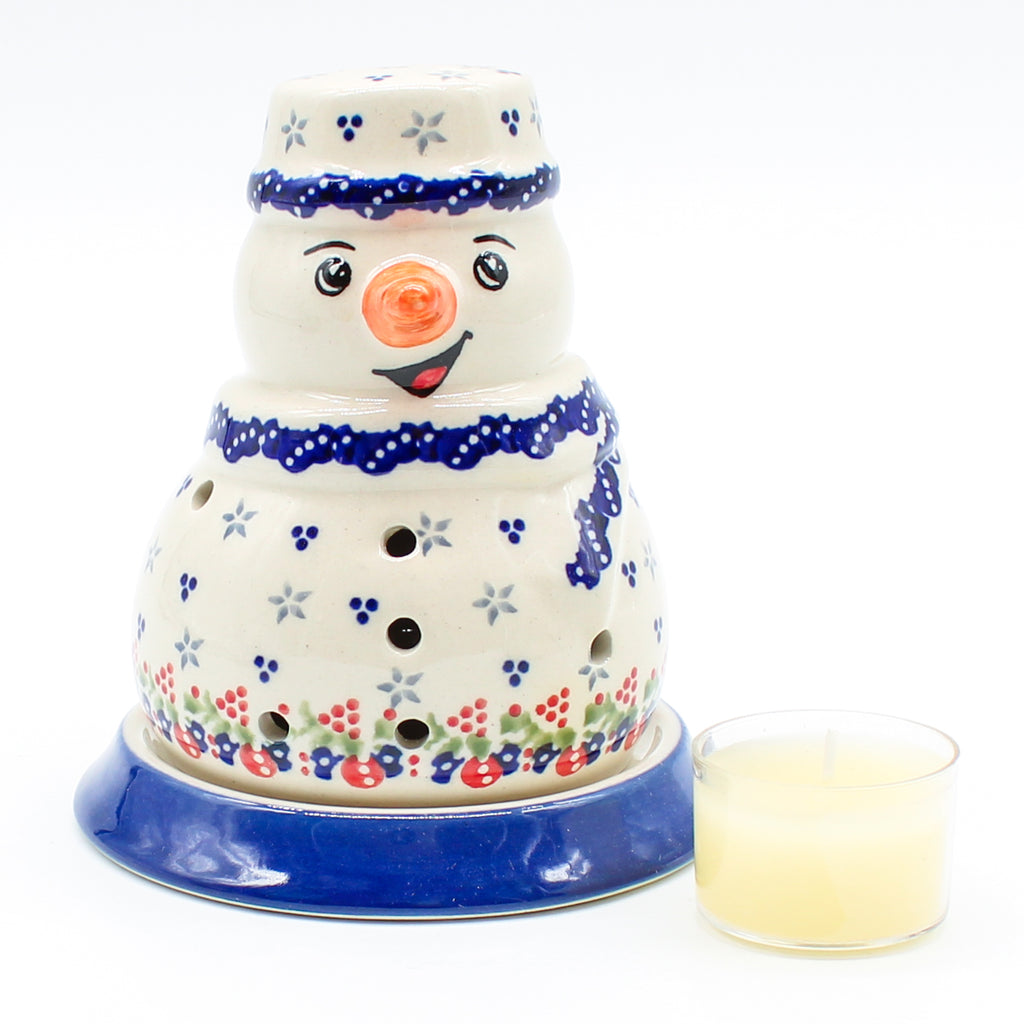 Snowman Tea Candle Holder in Holiday Wreath