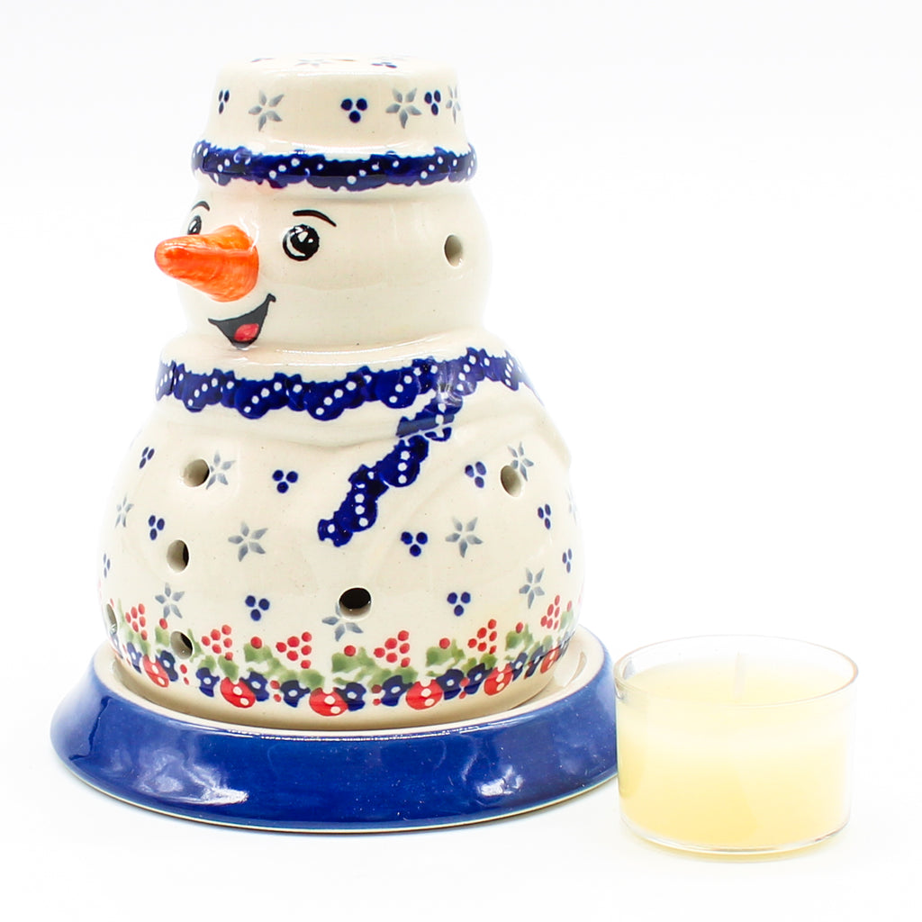 Snowman Tea Candle Holder in Holiday Wreath